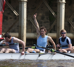 York celebrate another success in last year's rowing regatta, which they won 12-8. Photograph by George Lowther.