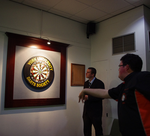 The game concluded on Derwent bar's smaller darts board. Photo: Philippa Grafton